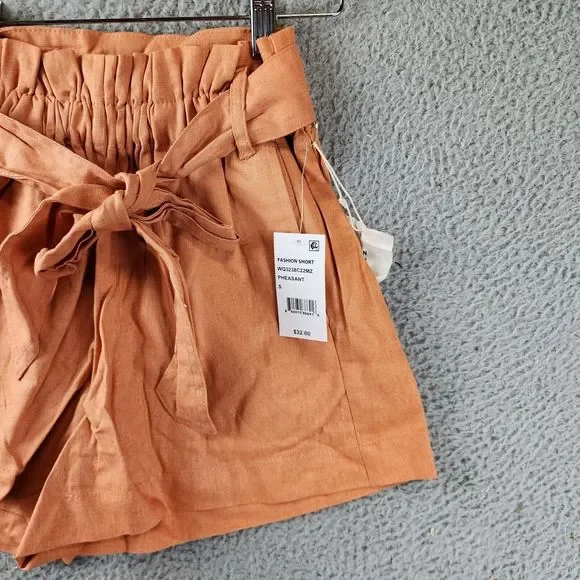 Indigo Rein Linen Blend Hayden Belted Shorts Juniors' Small Pheasant Pull On - Picture 3 of 14